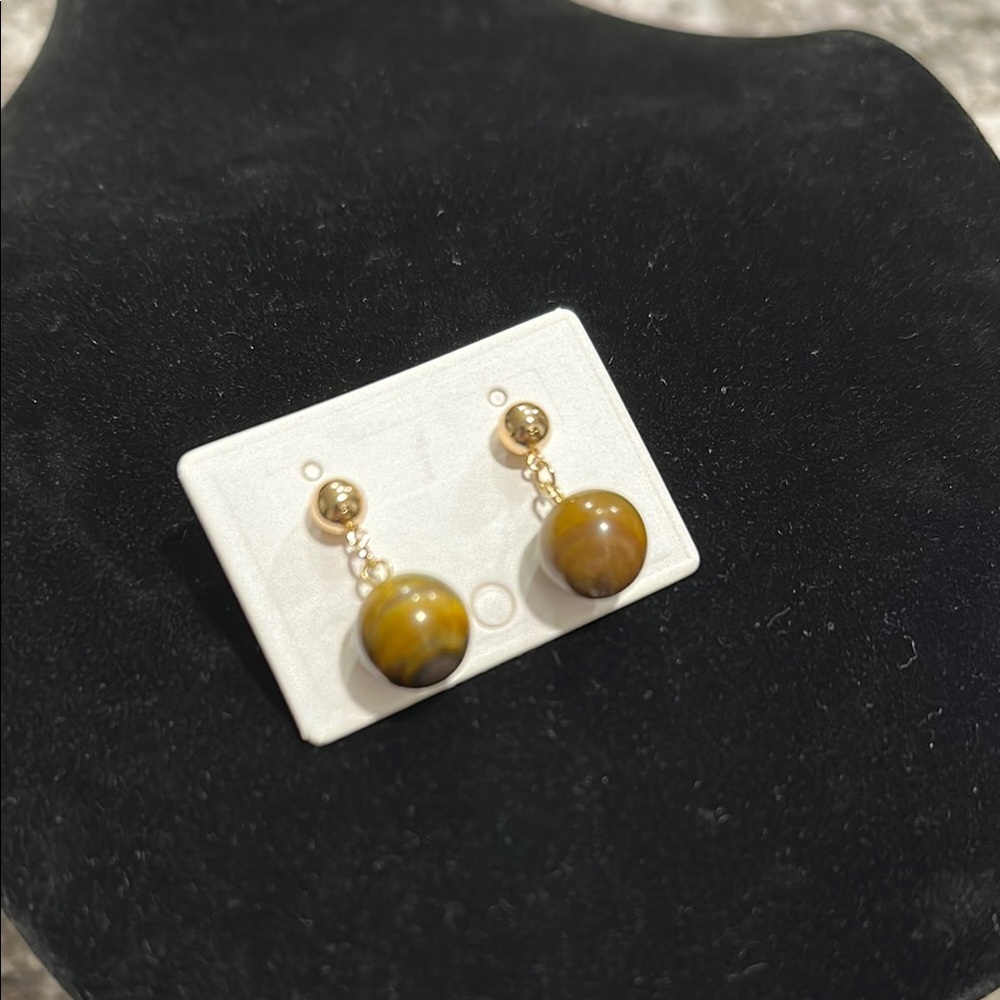 Tiger Eye Gemstone Drop Earrings